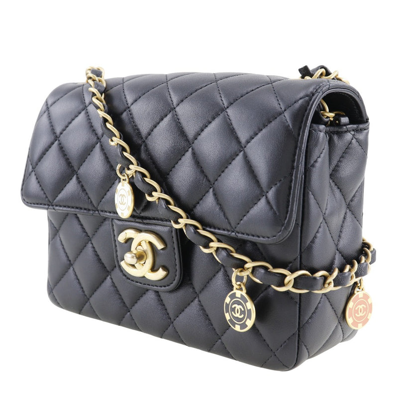 [CHANEL] Chanel 
 Matelasse Shoulder Bag
 ChainShoulder COCO MarkCharm Calfskin Black diagonal turn lock Matelasse Ladies A rank