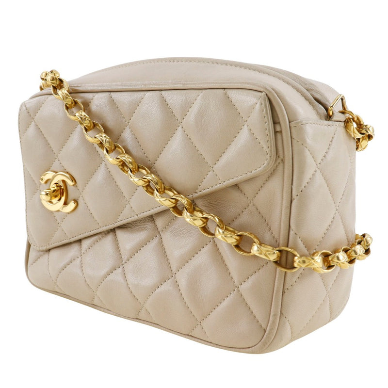 [CHANEL] Chanel 
 ChainShoulder Shoulder Bag
 Matelasse Turn lock fringe lambskin beige diagonally hanging Fastener CHAINSHOULDER Ladies