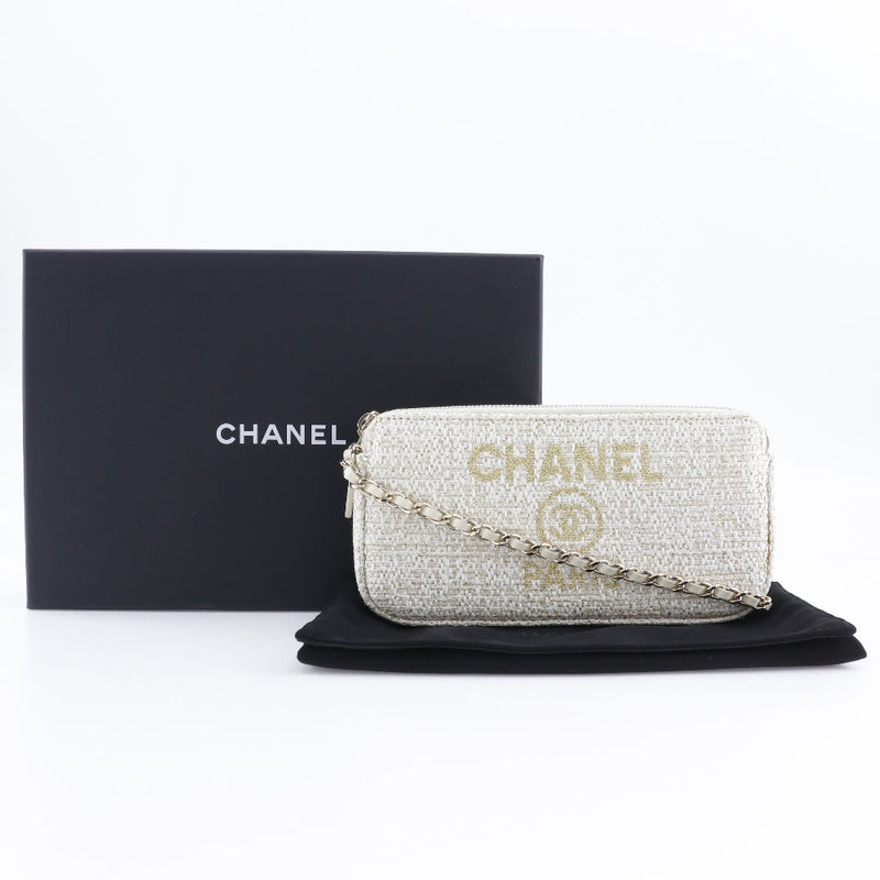 [Chanel] Chanel 
 Sac à bandoulière de la chaîne Dowville 
 Embrayage 2WAY A84415 Tweed White Diagonal Open 2WAY OUVERT DEAUVILLE CHAINVELLOSH