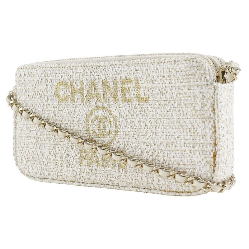 [Chanel] Chanel 
 Sac à bandoulière de la chaîne Dowville 
 Embrayage 2WAY A84415 Tweed White Diagonal Open 2WAY OUVERT DEAUVILLE CHAINVELLOSH