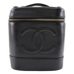 [CHANEL] Chanel 
 Vanity pouch 
 Handbag A01998 Caviar Skin Black Open Vanity Ladies A+Rank