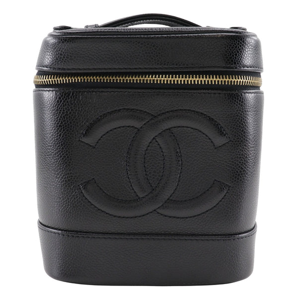 [CHANEL] Chanel 
 Vanity pouch 
 Handbag A01998 Caviar Skin Black Open Vanity Ladies A+Rank