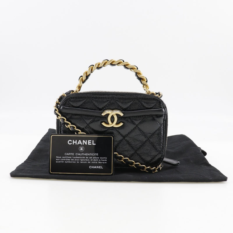 [Chanel] Chanel Mini Handback Handbag Matelasse Camino de hombro de 2 vías Piel negra diagonal a mano a mano 2 vías mini bolso damas un rango