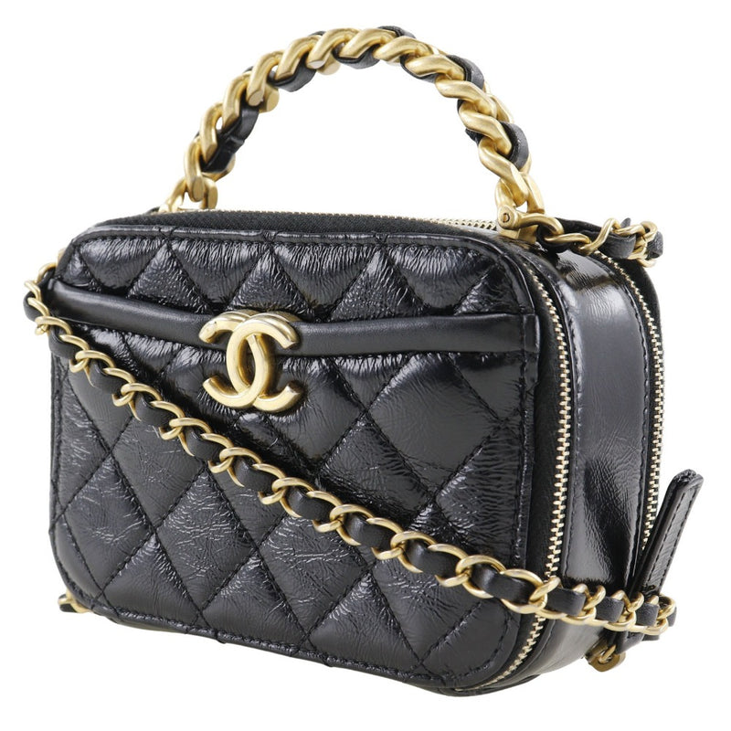 [Chanel] Chanel Mini Handback Handbag Matelasse Camino de hombro de 2 vías Piel negra diagonal a mano a mano 2 vías mini bolso damas un rango