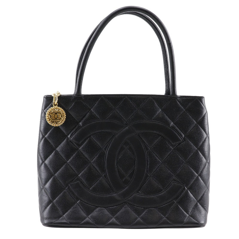 [CHANEL] Chanel 
 Medallion Tote Tote Bag
 A01804 Caviar Skin Black Shoulder Hand Prelimination A5 Fastener Medallion TOTE Ladies A Rank