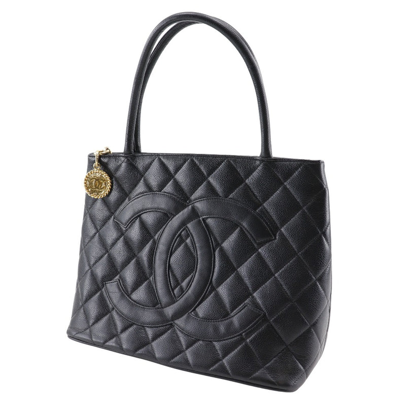 [CHANEL] Chanel 
 Medallion Tote Tote Bag
 A01804 Caviar Skin Black Shoulder Hand Prelimination A5 Fastener Medallion TOTE Ladies A Rank