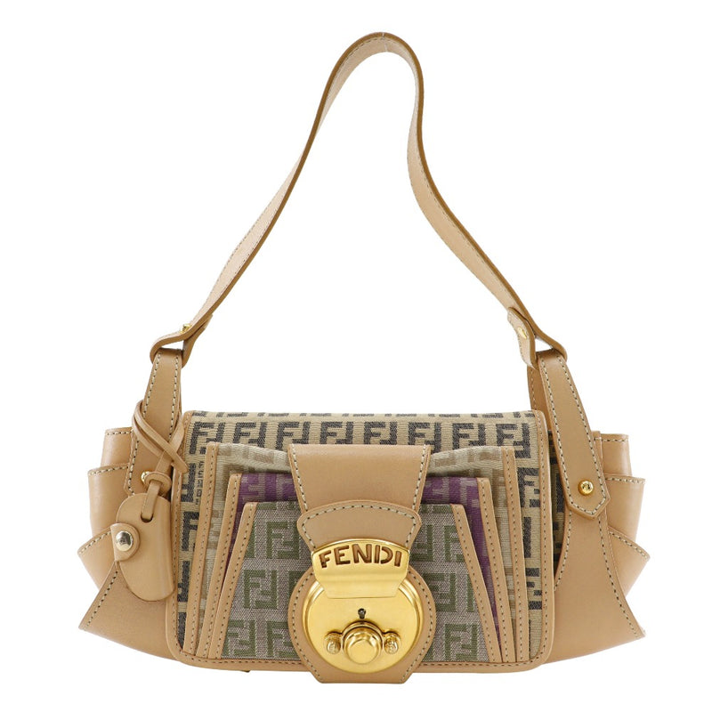 [Fendi] Fendi 
 Sac à bandoulière 
 Une épaule 8BR422 Canvas Beige épaule Pachinko Lock Zucchino Mesualités