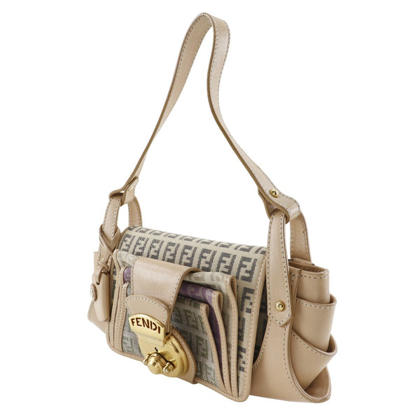 [Fendi] Fendi 
 Sac à bandoulière 
 Une épaule 8BR422 Canvas Beige épaule Pachinko Lock Zucchino Mesualités