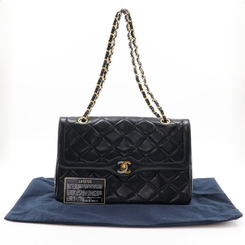 [CHANEL] Chanel 
 ChainShoulder Shoulder Bag
 Limited to Paris Matelasse Double flap lambskin black shoulder sticker A5 turn lock CHAINSHOULDER Ladies