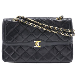 [CHANEL] Chanel 
 ChainShoulder Shoulder Bag
 Limited to Paris Matelasse Double flap lambskin black shoulder sticker A5 turn lock CHAINSHOULDER Ladies