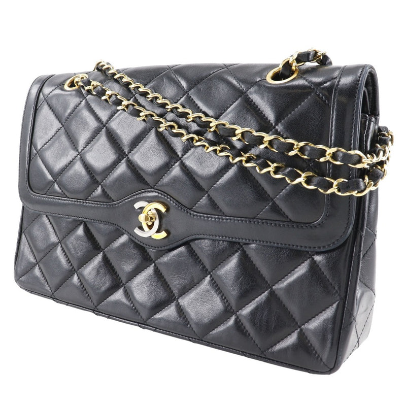 [CHANEL] Chanel 
 ChainShoulder Shoulder Bag
 Limited to Paris Matelasse Double flap lambskin black shoulder sticker A5 turn lock CHAINSHOULDER Ladies