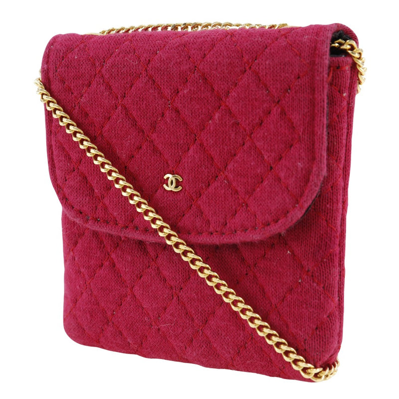 [CHANEL] Chanel 
 ChainPouch Shoulder Bag
 Microcotton Raspberry Pink Shoulder handbag snap button CHAIN ​​POUCH Ladies