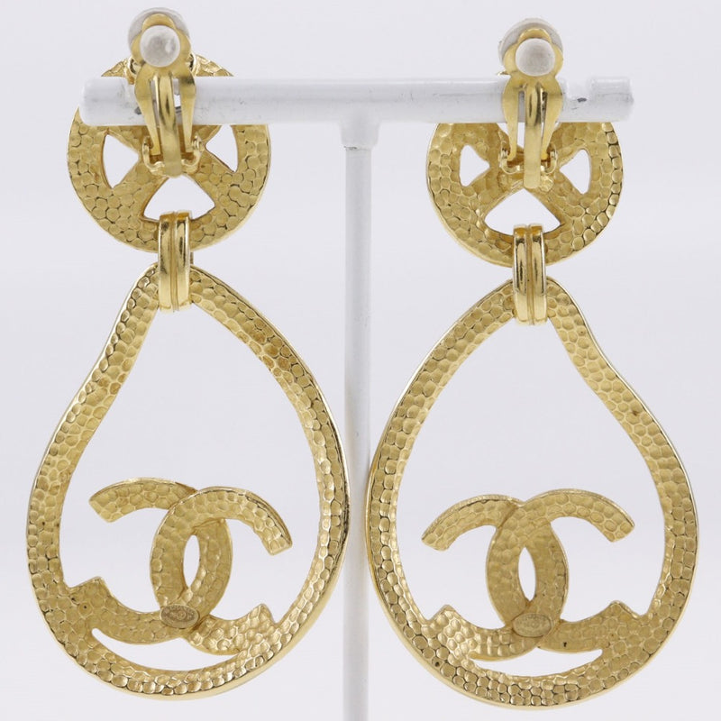 [CHANEL] Chanel 
 COCO Mark Earring
 Tear Drop Vintage Plated Gold 96p engraved about 25.5g Coco Mark Ladies