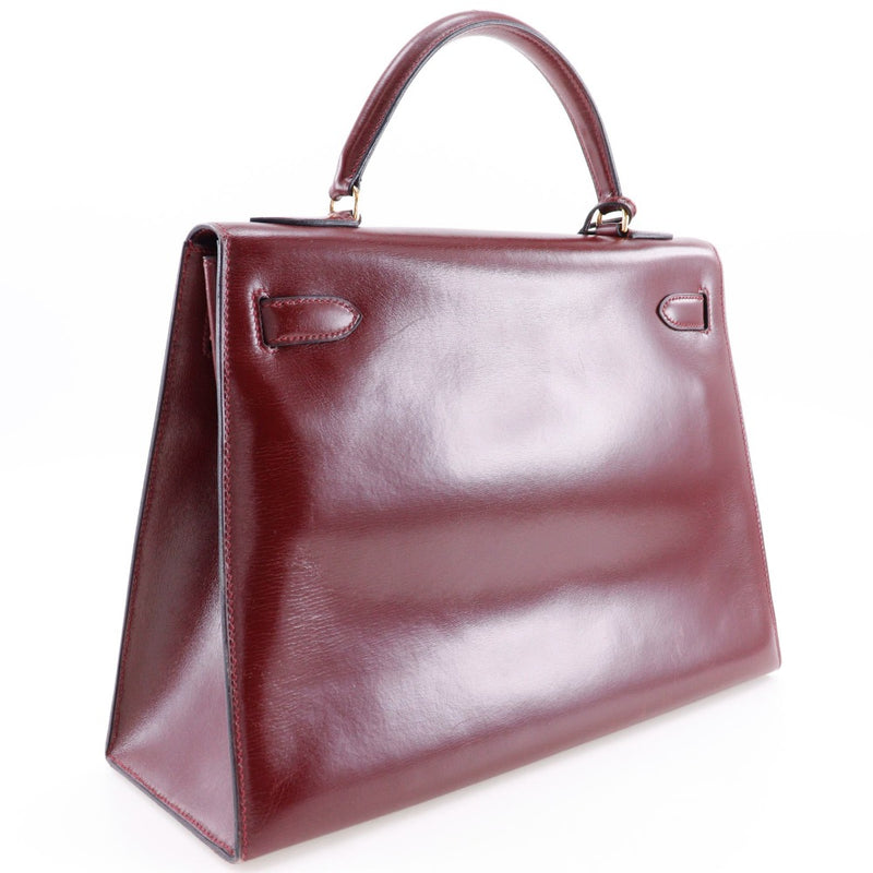 [Hermes] Hermes 
 Kelly 32 bolso 
 Box Carf Burdeos 〇i Grabado de handbill A5 Soporte Kelly 32 Damas