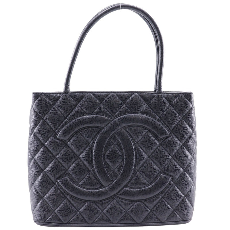 [CHANEL] Chanel 
 Medallion Tote Tote Bag
 Caviar Skin Black Shoulder Handscape A5 Fastener Medallion TOTE Ladies A-Rank