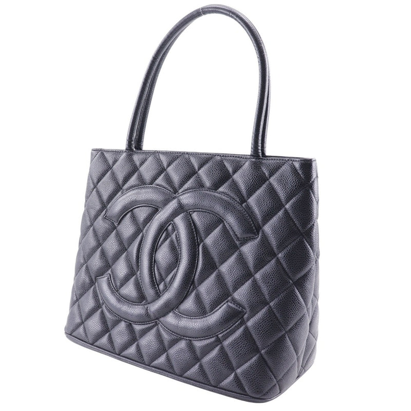 [CHANEL] Chanel 
 Medallion Tote Tote Bag
 Caviar Skin Black Shoulder Handscape A5 Fastener Medallion TOTE Ladies A-Rank