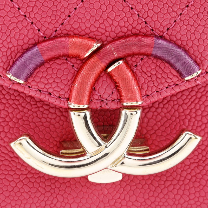 [CHANEL] Chanel 
 COCO Mark Top handle handbag 
 2WAY shoulder A93659 Caviar Skin Raspberry Pink Diagonal hanging handbag 2WAY flap COCO TOP HANDLE Ladies