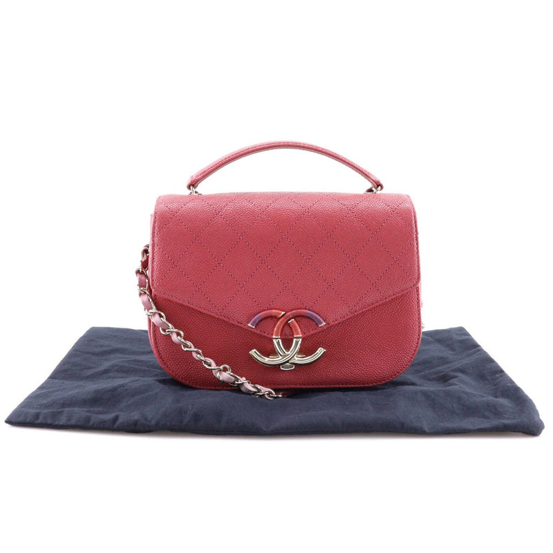 [CHANEL] Chanel 
 COCO Mark Top handle handbag 
 2WAY shoulder A93659 Caviar Skin Raspberry Pink Diagonal hanging handbag 2WAY flap COCO TOP HANDLE Ladies