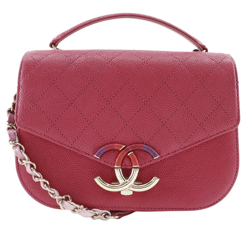 [CHANEL] Chanel 
 COCO Mark Top handle handbag 
 2WAY shoulder A93659 Caviar Skin Raspberry Pink Diagonal hanging handbag 2WAY flap COCO TOP HANDLE Ladies