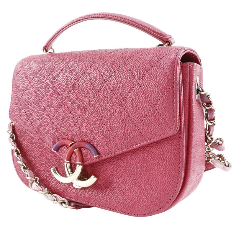 [CHANEL] Chanel 
 COCO Mark Top handle handbag 
 2WAY shoulder A93659 Caviar Skin Raspberry Pink Diagonal hanging handbag 2WAY flap COCO TOP HANDLE Ladies