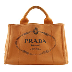 【PRADA】プラダ
 カナパ ミニ ハンドバッグ
 キャンバス オレンジ 手提げ A5 オープン Canapa mini レディース