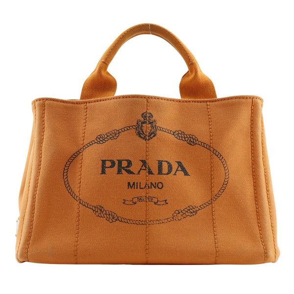 【PRADA】プラダ
 カナパ ミニ ハンドバッグ
 キャンバス オレンジ 手提げ A5 オープン Canapa mini レディース