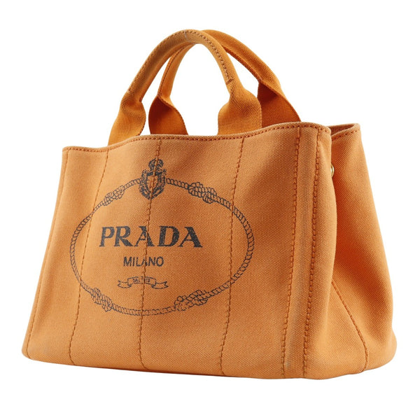 【PRADA】プラダ
 カナパ ミニ ハンドバッグ
 キャンバス オレンジ 手提げ A5 オープン Canapa mini レディース