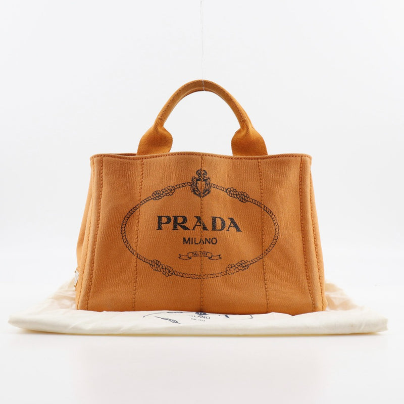 【PRADA】プラダ
 カナパ ミニ ハンドバッグ
 キャンバス オレンジ 手提げ A5 オープン Canapa mini レディース