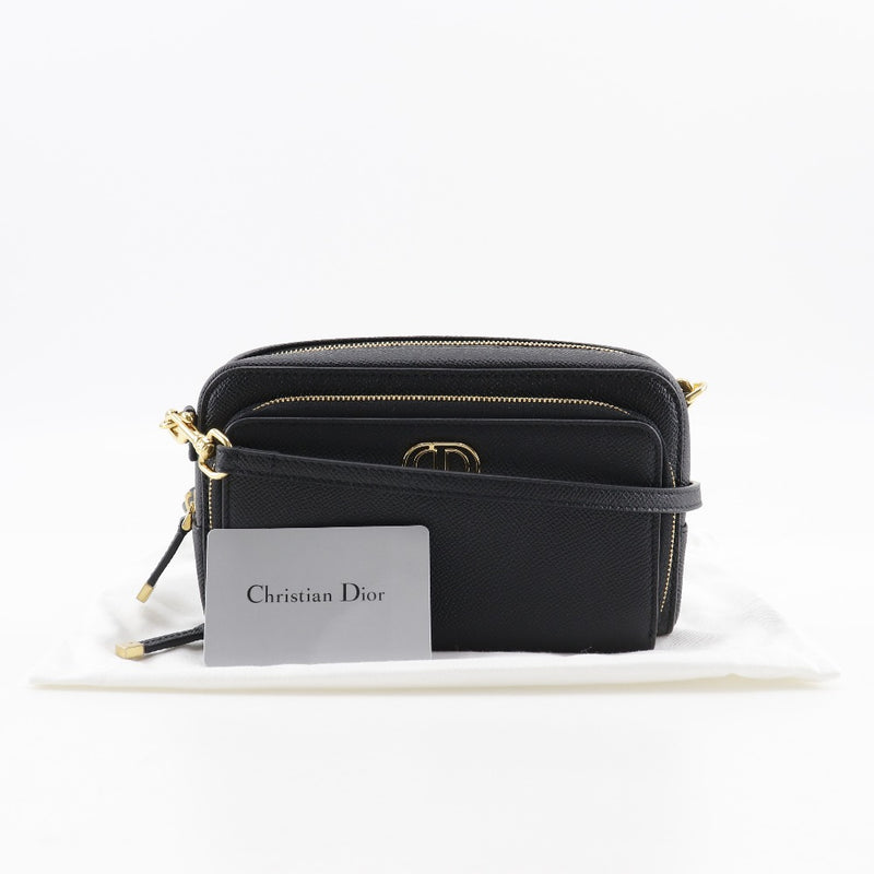 [Dior] Christian Dior 
 Caro double pouch Shoulder Bag
 Calfskin Black diagonal hanging 2way Fastener KARO DOUBLE POUCH Ladies A+Rank