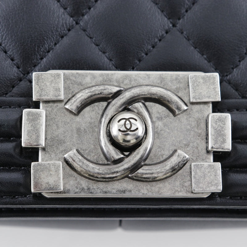 【CHANEL】シャネル
 チェーンショルダー ショルダーバッグ
 ボーイシャネル25 A67086 カーフ 黒 斜め掛け 肩掛け フラップ ChainShoulder レディースA-ランク