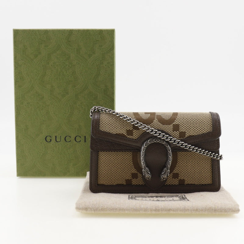 [GUCCI] Gucci ChainminiShoulder Shoulder Bag Duonisos Jumbo GG 2WAY Clutch 476432 GG Canvas Brown Diagonal hanging 2way snap button CHAIN ​​mini Showder Ladies A+Rank