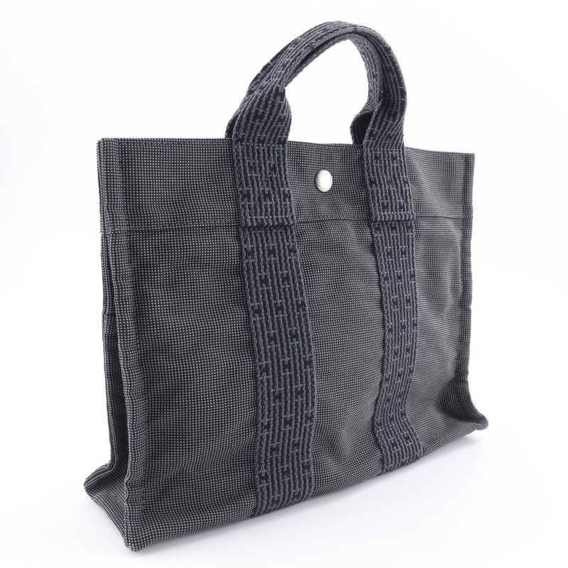 【HERMES】エルメス
 エールライントートPM ハンドバッグ
 ナイロンキャンバス グレー 手提げ A5 ファスナー Herline Tote PM ユニセックスAランク