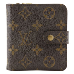 【LOUIS VUITTON】ルイ・ヴィトン
 コンパクトジップ 二つ折り財布
 M61667 モノグラムキャンバス 茶 CA0095刻印 スナップボタン Compact zip ユニセックス