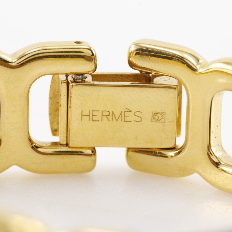 【HERMES】エルメス
 Hロゴ ブレスレット
 ヴィンテージ カーフ×金メッキ 黒 □A刻印 約22.6g H logo レディース