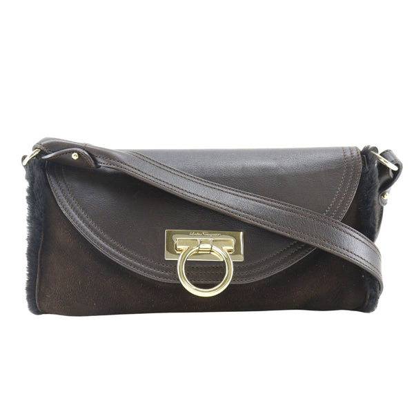 [Salvatore Ferragamo] Salvatore Ferragamo 
 Gancini 숄더백 
 ONE SHOULDER EZ-21 4887 MOUTON BROWN SHASKNES FLAP GANCINI LADIES