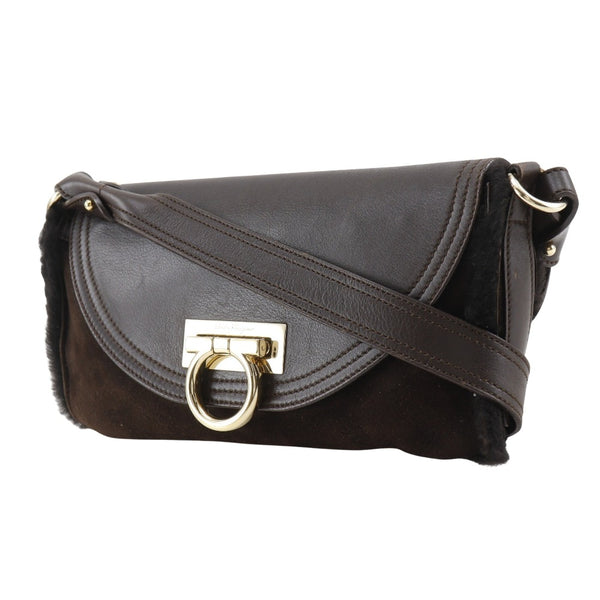 [Salvatore Ferragamo] Salvatore Ferragamo 
 Gancini 숄더백 
 ONE SHOULDER EZ-21 4887 MOUTON BROWN SHASKNES FLAP GANCINI LADIES