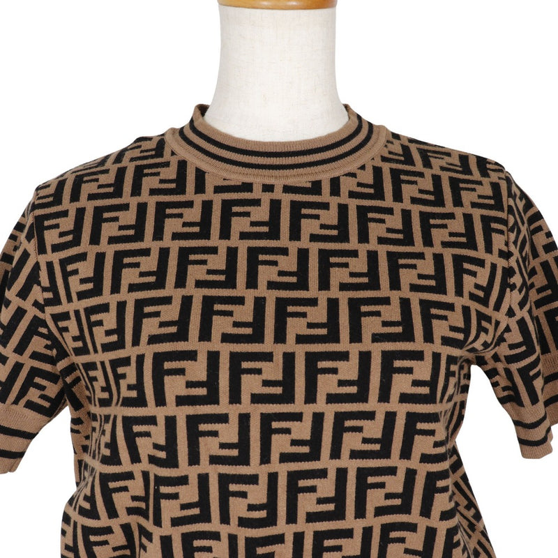 [Fendi] Fendi Zukka Configuration de la manche courte Knit & Knit Scarte Rayon x Polyester Tea Zucca Kids a Rank