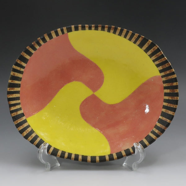 [] 야나기하라 무츠오 창작 [베니키 오리베 손 접시] 차 도구