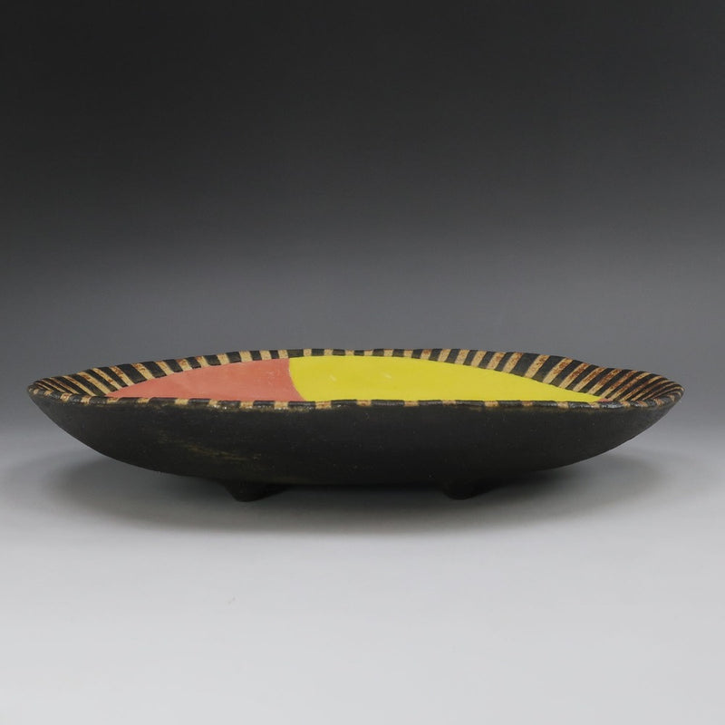 [] 야나기하라 무츠오 창작 [베니키 오리베 손 접시] 차 도구