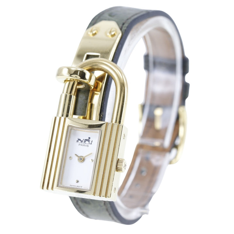 [HERMES] Hermes 
 Kelly Watch 
 Gold plating x Oustric 〇Y engraved quartz analog display white dial Kelly Ladies