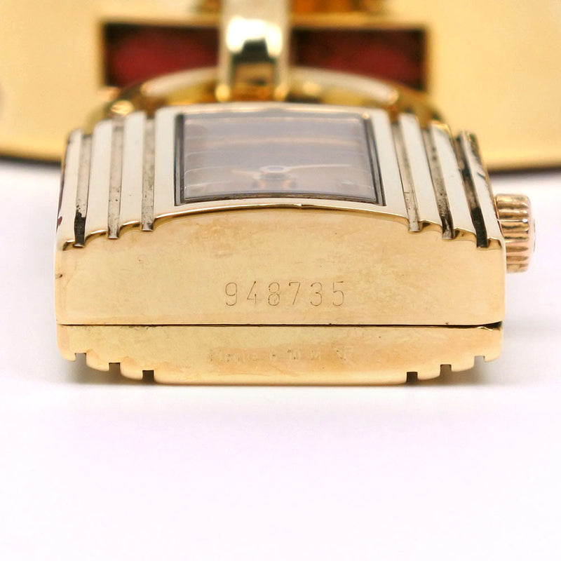 [HERMES] Hermes 
 Kelly Watch Watch 
 Plated Gold× Leather red □ a engraved Quartz Analog display Gold dial Kelly Watch Ladies