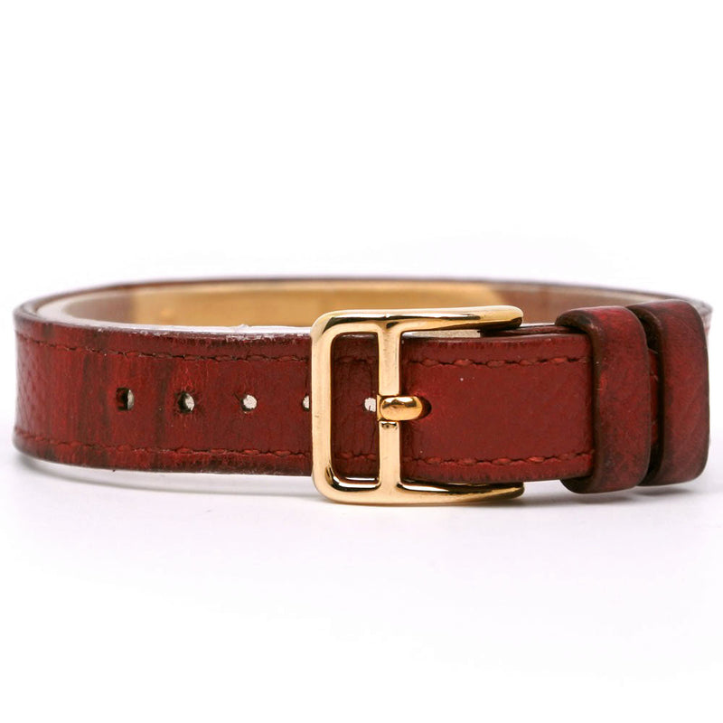 [Hermes] Hermes 
 Reloj Kelly Watch 
 Chapado de oro x cuero rojo □ Una pantalla analógica de cuarzo grabada dial kelly watch damas