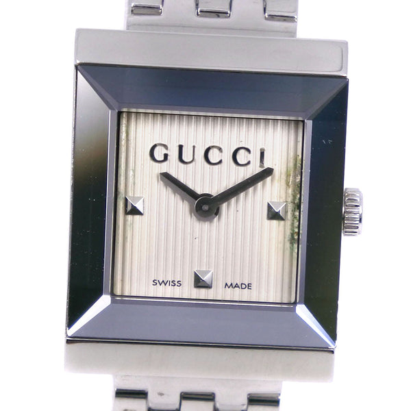 [GUCCI] Gucci 
 G frame watch 
 3P diamond 128.4 Stainless steel Steel Silver Quartz Analog Display Silver Dial G Frame Ladies
