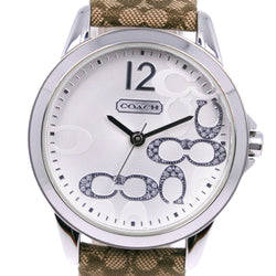 [Coach] Coach 
 Signature wristwatch 
 CA13.7.14.0647 Stainless steel x canvas x leather tea/white quartz analog display Silver dial Signature Ladies A-Rank