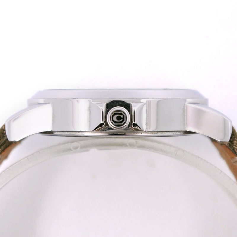 [Entrenador] entrenador 
 Reloj de pulsera de firma 
 CA13.7.14.0647 Acero inoxidable x lienzo x té de cuero/exhibición analógica de cuarzo blanco Firma de diale de diale de damas A-Rank