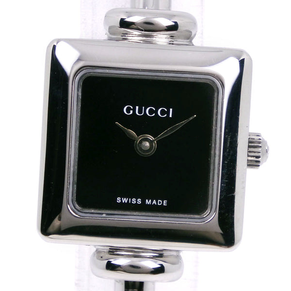 【GUCCI】グッチ
 腕時計
 1900L ステンレススチール シルバー クオーツ アナログ表示 黒文字盤 レディースA-ランク
