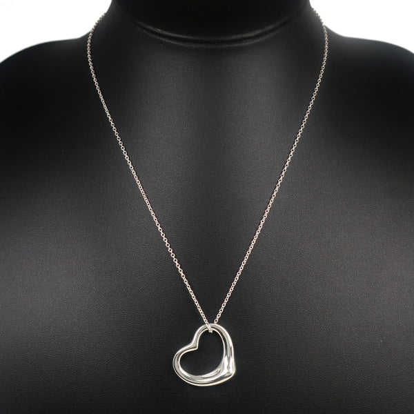 [Tiffany & Co.]TIFFANY&Co.
 열린 하트 중간 목걸이 
 Elsa Peletti Silver 925 심장 약 9.8g Open Heart Medium Ladies A Rank