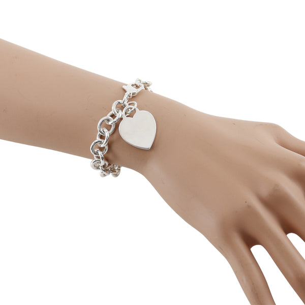 [Tiffany＆Co。]TIFFANY&Co. 雷顿TIFFANY&Co. Bracelet 心银925大约32.0克返回蒂芙尼＆Co。女士