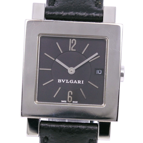 [Bvlgari] 불가리 
 Quadrard Watch 
 SQ27SLD 스테인레스 스틸 X 가죽 석영 아날로그 블랙 다이얼 쿼드 라드 남자 남성용