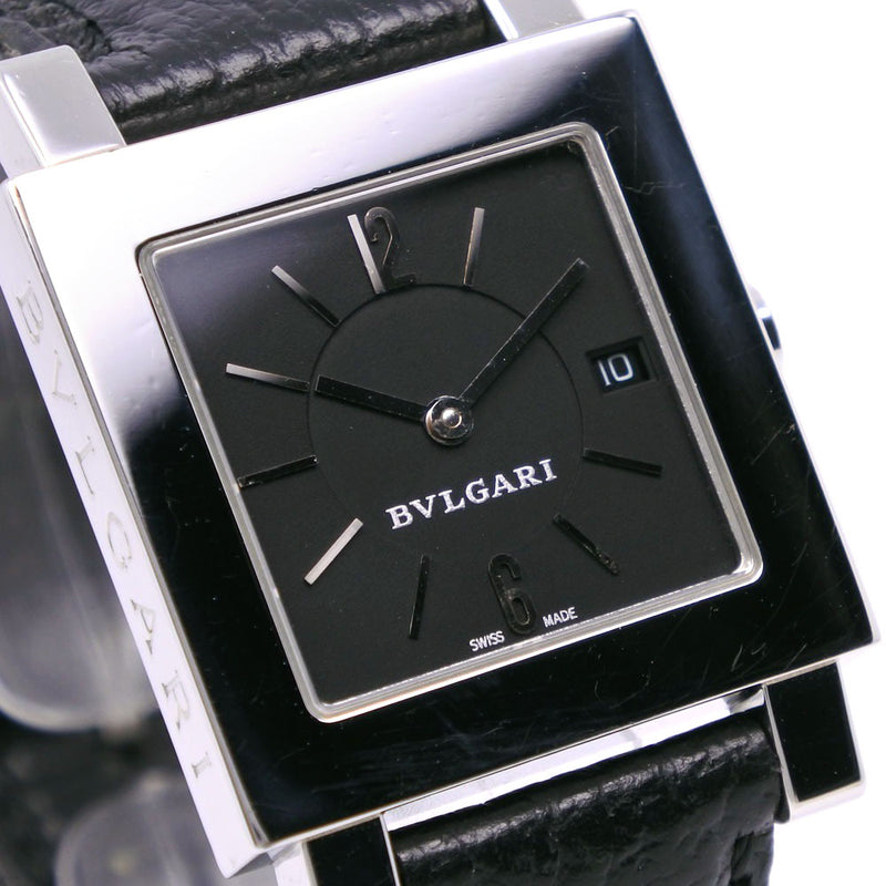 【BVLGARI】ブルガリ
 クアドラード 腕時計
 SQ27SLD ステンレススチール×レザー クオーツ アナログ表示 黒文字盤 Quadlard メンズ